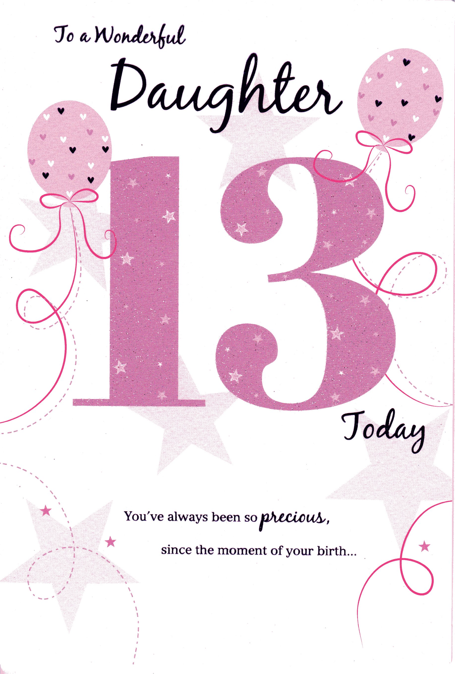 Personalised 13th Birthday Card For Daughter, Niece, Granddaughter, Sister