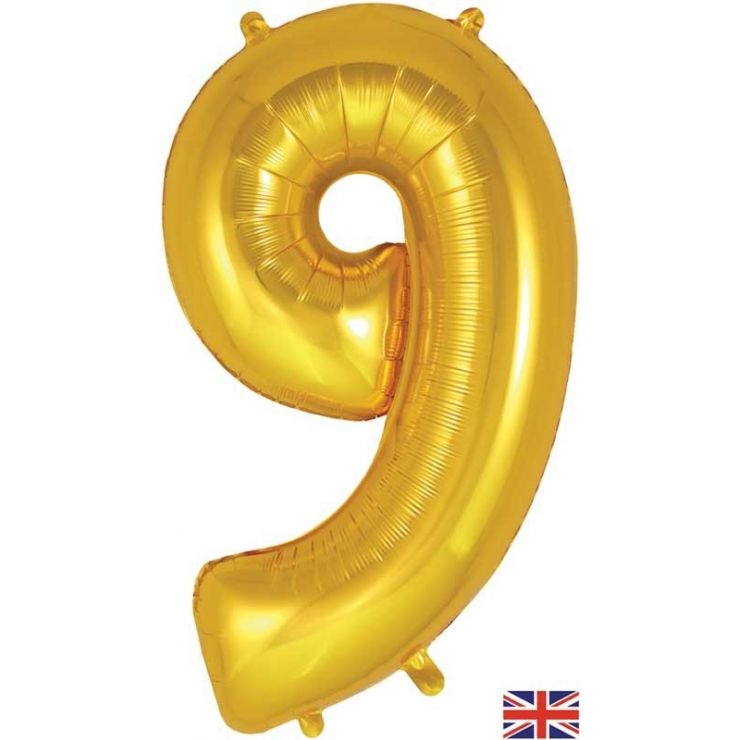Number 9 Gold Foil Balloon