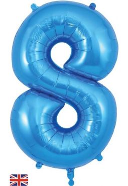 Number 8 Blue Foil Balloon
