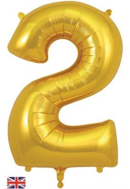 Number 2 Gold Foil Balloon