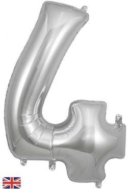 Number 4 Silver Foil Balloon